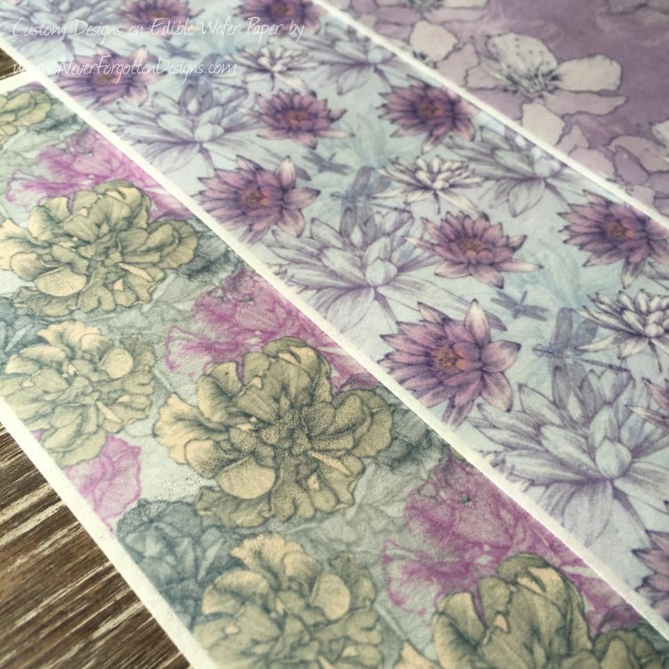 Edible Cream & Lavender Floral Designs on Wafer Paper – Sugar Art Supply