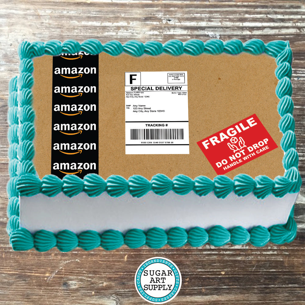 Design 10x16 Edible Amazon Package Label Cake Topper with Personalized