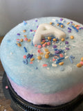 Custom Cotton Candy Cake with Personalized Hard Candy Message of Edible Photo