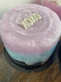 Custom Cotton Candy Cake with Personalized Hard Candy Message of Edible Photo