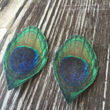 1.5" Edible Peacock Feathers on Wafer Paper 1.5 Inch