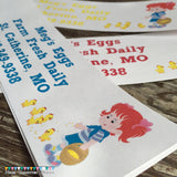 No Chickens Harmed Economic Printed Custom Egg Carton Labels Personalized with Your Information - Never Forgotten Designs