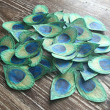 2.5" Edible Peacock Feathers on Wafer Paper 2.5 Inch