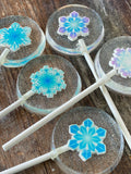 Frozen Lollipops with Sugar Snowflakes Encased in Hard Candy
