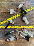 Candy Crime Scene CSI Serial Killer Cake Cupcake Toppers Hard Candy Bloody Tools with Edible Image Crime Scene Tape