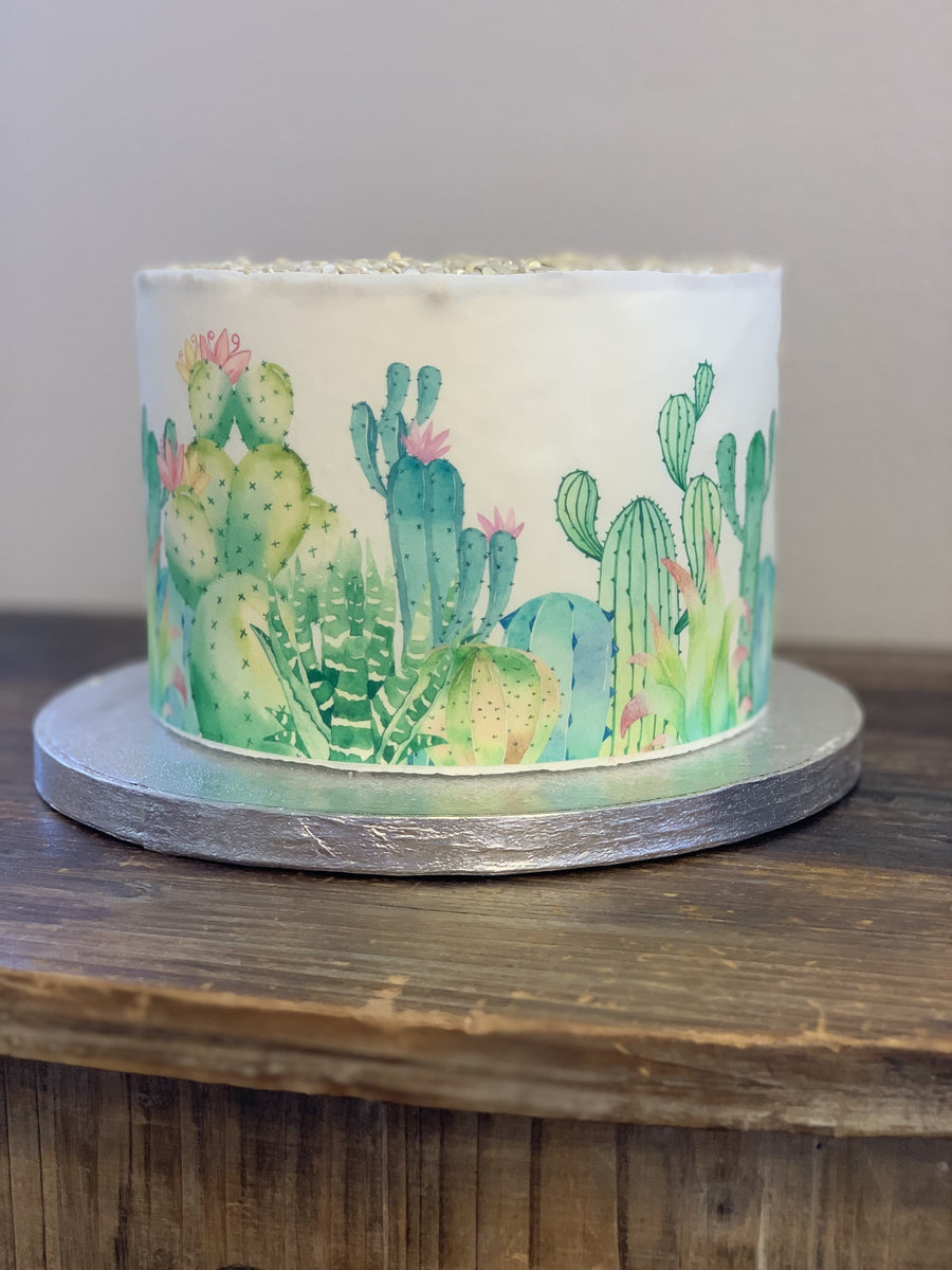 sugar succulent cake topper Custom Watercolor Succulents Cactus Edible Cake Wraps Images – Sugar Art  Supply