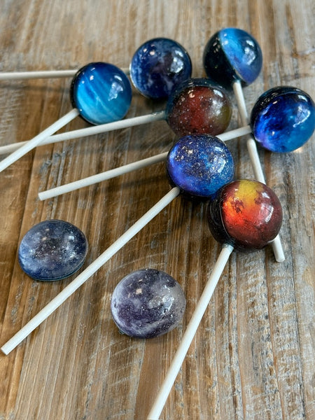 Edible Space Galaxy-Themed Hard Candy Lollipops – Sugar Art Supply