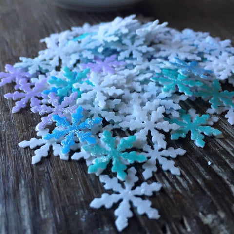 Edible Snowflakes Sprinkles Infused with Flash Dust Glitter for Food & Drinks