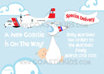 USCG Coastie Baby Shower Cartoon Invitations
