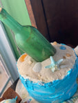 Edible Message in a Sugar Bottle Beach Ocean Cake Topper for Wedding Rehearsal Birthday Break To Reveal Edible Aged Message