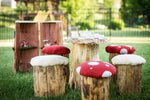 Real Tree Stump Toadstool Mushroom Stool Table and Chair Set Party - Never Forgotten Designs
