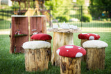 Real Tree Stump Toadstool Mushroom Stool Table and Chair Set Party - Never Forgotten Designs