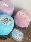 Custom Cotton Candy Cake with Personalized Hard Candy Message of Edible Photo