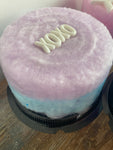 Custom Cotton Candy Cake with Personalized Hard Candy Message of Edible Photo