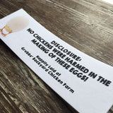 No Chickens Harmed Economic Printed Custom Egg Carton Labels Personalized with Your Information - Never Forgotten Designs