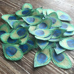 4" Edible Peacock Feathers on Wafer Paper 4 Inch Traditional Color