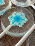 Frozen Lollipops with Sugar Snowflakes Encased in Hard Candy