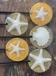 Beach Themed Lollipops with Edible Shells and Food Grade Glitter Made in FDA Registered Facility