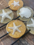 Beach Themed Lollipops with Edible Shells and Food Grade Glitter Made in FDA Registered Facility