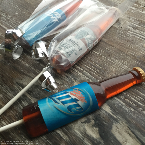 Edible Sugar Glass Beer Bottles for Cakes Toppers, Stunts, Breakaway