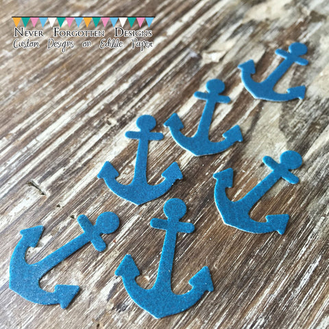 Blue Edible 1" Anchors on Edible Frosting Paper - Never Forgotten Designs