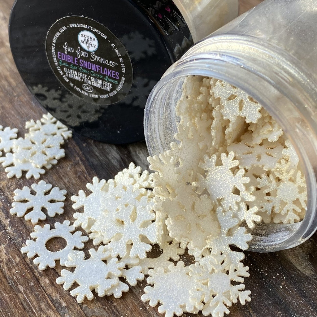 24 Edible SNOWFLAKES / SPARKLY / Any Color /sugar / Gum Paste