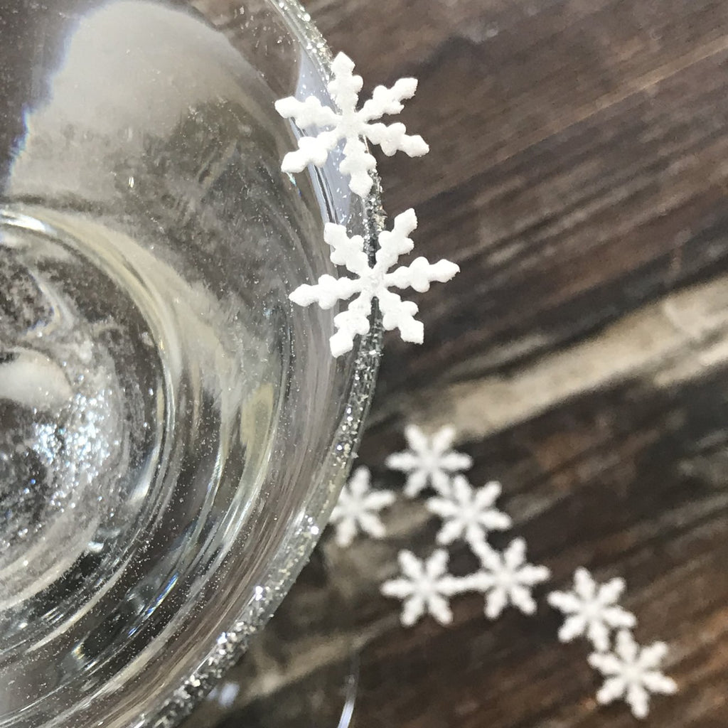 Edible Snowflakes Sprinkles Infused with Flash Dust Glitter for