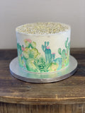 Custom Watercolor Succulents Cactus Edible Cake Wraps Images