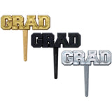 FOIL SILVER GOLD BLACK GRAD Graduation Cupcake Toppers Cake Pics