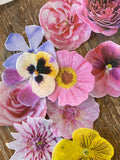 35 Individual Edible Flowers Leaves YOU CUT OUT on Edible Wafer Paper Per Sheet